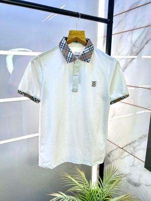 Burberr y White Premium Collar Neck Polo T-shirt F2798-WH