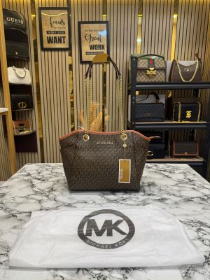 Michael_Kors Jet Set Travel Chain Shoulder Tote Bag Witch Dust Bag (19015 Brown)