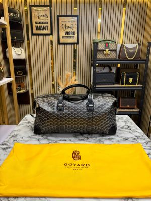Goyard Boeing Travel Duffle Bag In Goyardian Canvas With Dust Bag (Black)