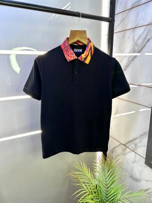 Versace Black Imported Collar Neck Premium Polo T-shirt F2923-B3