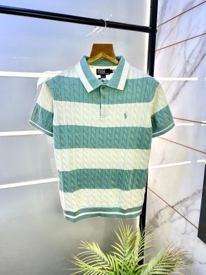 Ralph_Lauren Green Imported Knitted Polo Collar Neck T-shirt F2805-GR