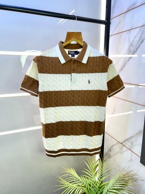Ralph_Lauren Brown Imported Knitted Polo Collar Neck T-shirt F2805-BR