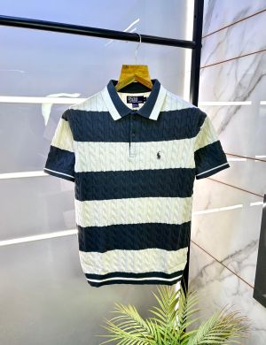 Ralph_Lauren Grey Imported Knitted Polo Collar Neck T-shirt F2805-GY