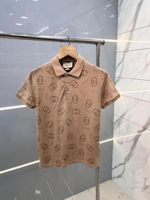 Gucc i Beige Premium Polo T shirt With 240 gsm interlock cotton lycra fabric and Collar Design 2425