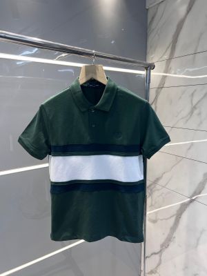 Fred Perr y Green Premium Cotton Lycra Pique fabric Polo Tshirt with Front Design and Embroidered Logo 2933