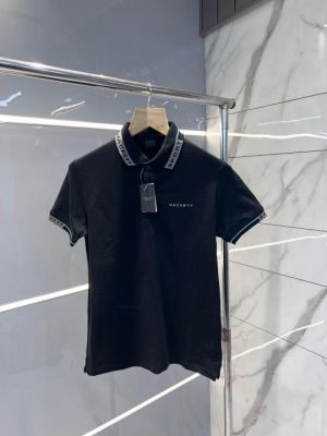 Hacket t Black Premium Cotton Lycra Pique fabric Polo Tshirt with Collar Design and Emboss Logo 2529