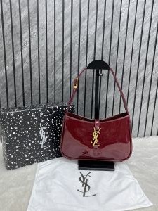 Ysl Hobo Patent Leather Top Zip Shoulder Bag With OriginalBox