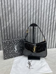 Ysl Hobo Patent Leather Top Zip Shoulder Bag With OriginalBox