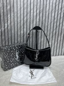 Ysl Hobo Patent Leather Top Zip Shoulder Bag With OriginalBox