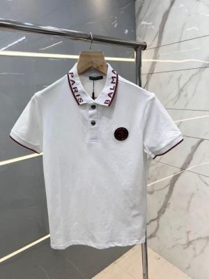 Balmai n Paris White Premium Imported Pique Polo Tshirt with Collar Design And Rubber Metal Logo 2716