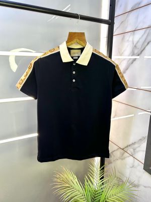 Gucc i Black Imported Polo Neck Premium Collar T-shirt F2915-BL