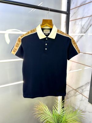 Gucc i Navy Imported Polo Neck Premium Collar T-shirt F2915-NY