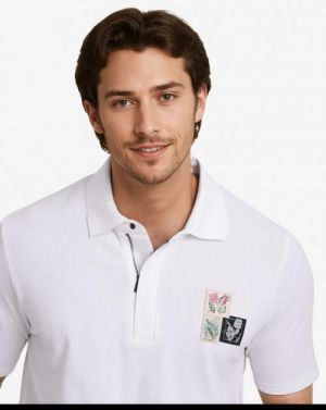Rare Rabbi t White Premium Imported 240GSM Interlock Cotton Lycra Fabric Polo with Emboss Logo Zip Style 2298