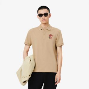 Lacost e Premium Polo With Embroidery Logo And 240 GSM Interlock Cotton Lycra Fabric Beige 2246