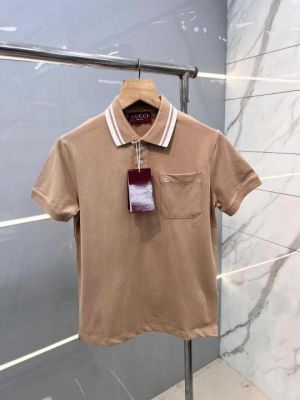 Gucc i Beige Premium Polo T shirt With 240 gsm interlock cotton lycra fabric and Collar Design 2429