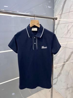 Gucc i Navy Premium Polo TShirt with 275 gsm Pique 4way lycra fabric and Jaquard Collar with Embroidered Logo 2533