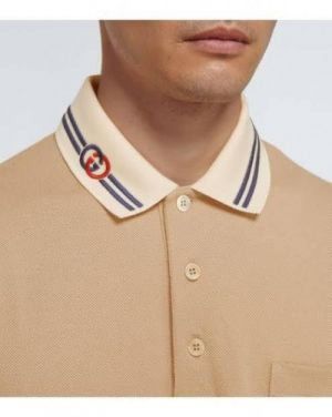 Gucc i Beige Premium Polo T shirt With 240 gsm interlock cotton lycra fabric with Collar Design and Pocket style 2625