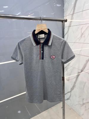 Gucc i Grey Premium Polo TShirt with 275 gsm Pique 4way lycra fabric and Fancy Collar with Embroidered Logo 2538