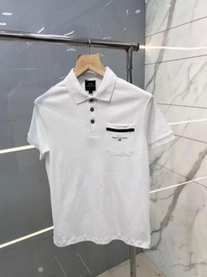 Arman I Exchange White Premium Polo Tshirt With 240 Gsm Interlock Cotton Lycra Fabric With Emboss Logo Pocket Style 2586_2710