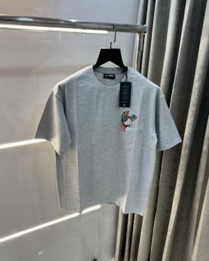 Bluorng Grey Eagle Embossed Print Imported Oversized T-Shirt