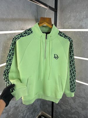 Christian Dio r Imported Monogram Print Pista Super Premium Half Zipper Hoodie F1081