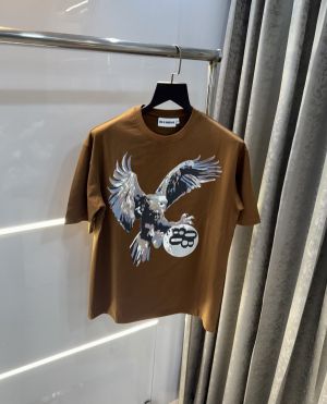 Bluorang Brown Eagle Print Imported Oversized T-Shirt