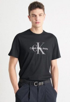 Calvin  Klein Black Reflective Logo Print Premium T-Shirt