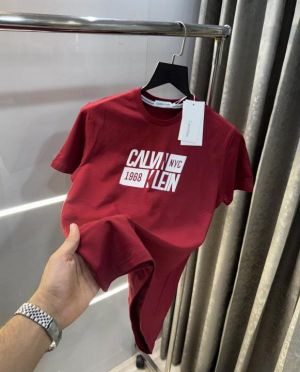 Calvin  Klein Wine Logo Print Premium T-Shirt