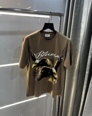 Bluorang Brown Eagle Embossed Print Imported Oversized T-Shirt