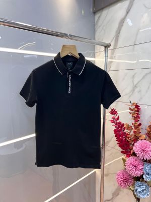 Arman i Exchange Black Premium Cotton Lycra Pique fabric Polo Tshirt with Collar and Front Design Zip Style 3116