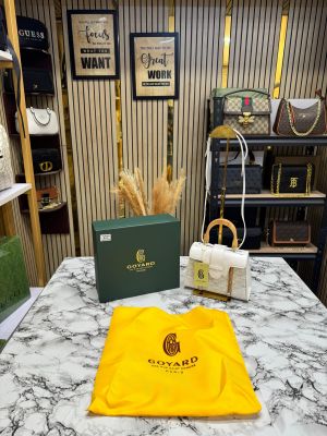 Goyard Saigon Handbag In Goyardian Canvas With Box And Dust Bag (White)