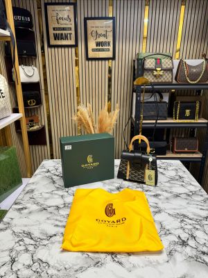 Goyard Saigon Handbag In Goyardian Canvas With Box And Dust Bag (Black)