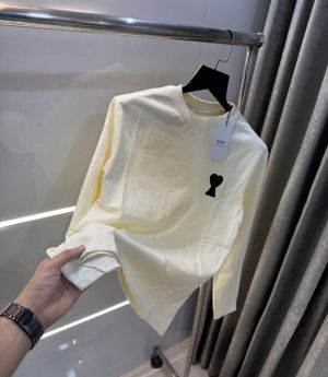 Ami Paris Cream Patch Logo Premium Full Sleeve T-Shirt