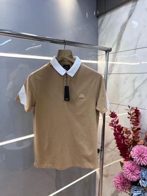 Arman i Exchange Beige Premium Cotton Lycra Pique fabric Polo Tshirt with Sleeves Design and Patch Logo 3113