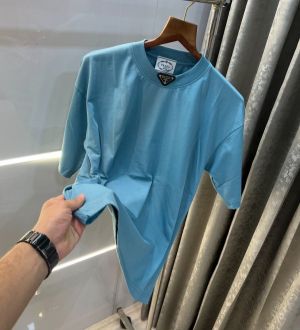 Prad a Milano Blue Steel Logo Imported Oversized T-Shirt