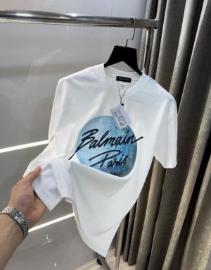 Balmai n Paris White Logo Print Imported Oversized T-Shirt