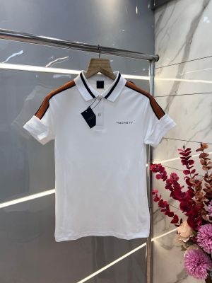 Hacket White Premium Polo T shirt With 240 gsm Pique fabric with Shoulder Strip Design and Emboss Logo 3005
