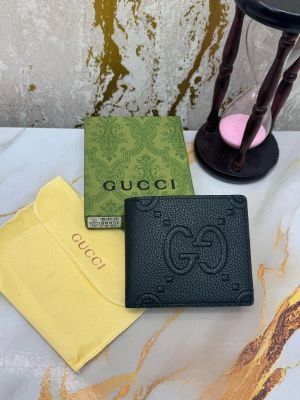 GUCC_I EMBOSSED WALLET WITH OG BOX AND DUST BAG PREMIUM QUALITY (BLACK) 60223 LYCHEE PATTERN PRESS G
