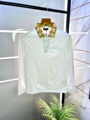 Versace White Polo Neck Full Sleeves Premium Collar T-shirt F3095-W1