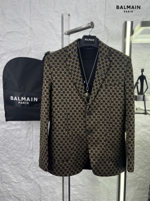 BALMAIN.PARIS.100%.IMPORTED.ALL.OVER.MONOGRAM.PRINTED.FABRIC.INCLUDES.PREMIUM.BRAND.METAL.BROOCH.&.PREMIUM.BLAZER.PACKAGING.CS201