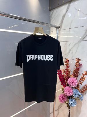 Drip House Black Imported Premium Round Neck Front and Back Printed Tshirt 3098