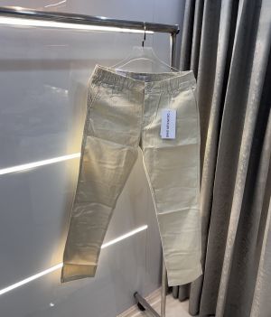 Calvin  Klein Cream Premium Classic Linen Trouser 