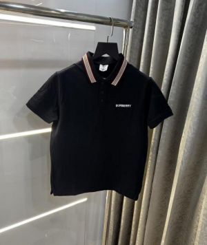 Burberr y Black Embroidery Logo Premium Polo T-Shirt