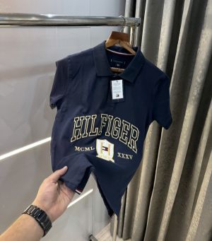 Tommy  Hilfiger Navy Blue Embroidery Work Premium Polo T-Shirt