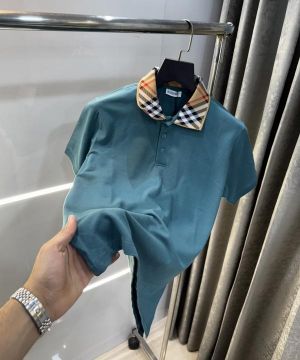 Burberr y English Green Collar Look Premium Polo T-Shirt