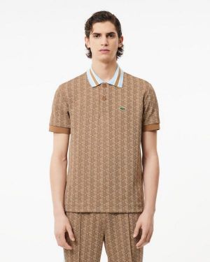 Lacost e Beige Embroidery Logo Premium Polo T-Shirt