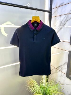 Hugo_Boss Navy Premium Collar Neck Polo T-shirt F2884-NY