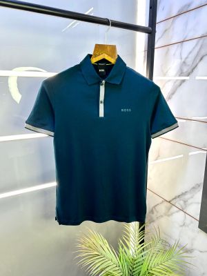 Hugo_Boss Green Premium Collar Neck Polo T-shirt F2884-GR