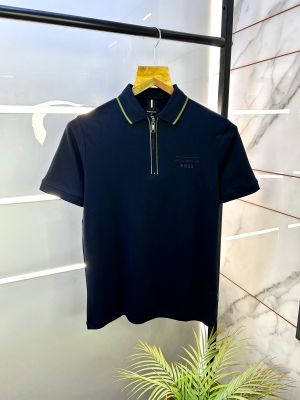 Boss x Porsche Edition Navy Zipper Collar Neck Premium Polo T-shirt F2914-NY