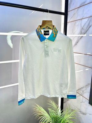 Versace White Polo Neck Full Sleeves Premium Collar T-shirt F3095-W2